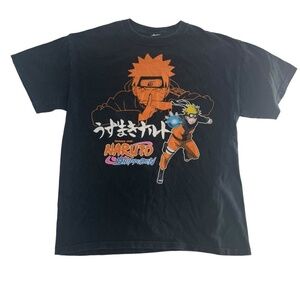 Vintage Naruto Shippuden Shirt Men Small Black 2002 Y2K Hand Sign Rasengan Anime